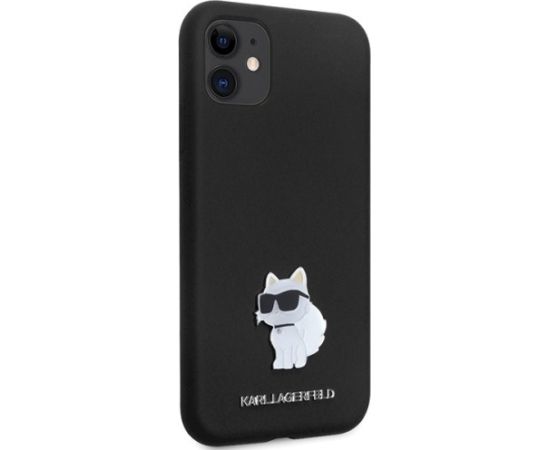 Karl Lagerfeld KLHCN61SMHCNPK Silicone C Metal Pin Hardcase Aizsargapvalks priekš iPhone 11/Xr 6.1" / melns Neoriģinālie Maciņi