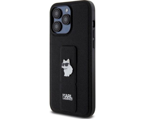 Karl Lagerfeld KLHCP13XGSACHPK Gripstand Saffiano Choupe Aizsargapvalks priekš iPhone 13 Pro Max 6.7" / melns Neoriģinālie Maciņi