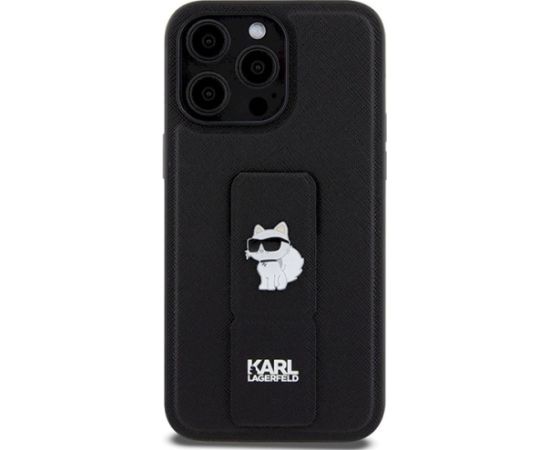 Karl Lagerfeld KLHCP13XGSACHPK Gripstand Saffiano Choupe Aizsargapvalks priekš iPhone 13 Pro Max 6.7" / melns Neoriģinālie Maciņi
