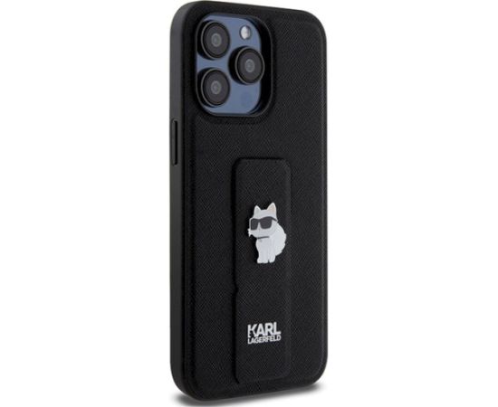 Karl Lagerfeld KLHCP13XGSACHPK Gripstand Saffiano Choupe Aizsargapvalks priekš iPhone 13 Pro Max 6.7" / melns Neoriģinālie Maciņi