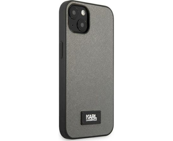 Karl Lagerfeld KLHCP13MSFMP2DG Saffiano Plaque Hardcase Aizsargapvalks priekš iPhone 13/14/15 6,1" / sudraba Neoriģinālie Maciņi