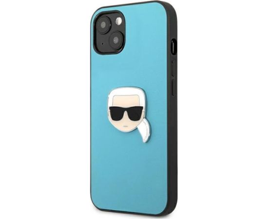 Karl Lagerfeld KLHCP13SPKMB Leather Ikonik Karl`s Head Me Aizsargapvalks priekš iPhone 13 mini 5.4" / zils Neoriģinālie Maciņi