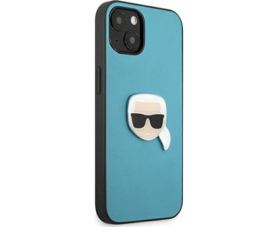 Karl Lagerfeld KLHCP13SPKMB Leather Ikonik Karl`s Head Me Aizsargapvalks priekš iPhone 13 mini 5.4" / zils Neoriģinālie Maciņi