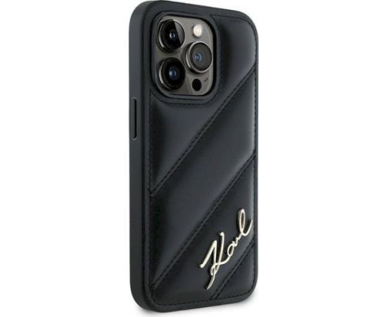 Karl Lagerfeld KLHCP13XPQDSMGK Diagonal Quilted Script Aizsargapvalks priekš iPhone 13 Pro Max 6.7" / melns Neoriģinālie Maciņi