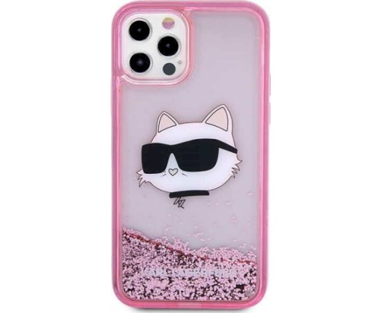 Karl Lagerfeld KLHCP12MLNCHCP Hardcase Glitter Choupette Head Aizsargapvalks priekš iPhone 12/12 Pro 6,1" / rozā Neoriģinālie Maciņi