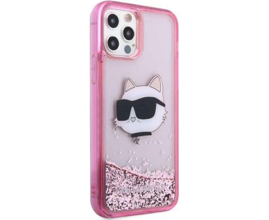 Karl Lagerfeld KLHCP12MLNCHCP Hardcase Glitter Choupette Head Aizsargapvalks priekš iPhone 12/12 Pro 6,1" / rozā Neoriģinālie Maciņi
