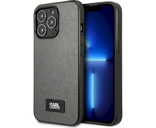 Karl Lagerfeld KLHCP13LSFMP2DG Saffiano Plaque Aizsargapvalks priekš iPhone 13 Pro / 13 6,1" / sudraba Neoriģinālie Maciņi