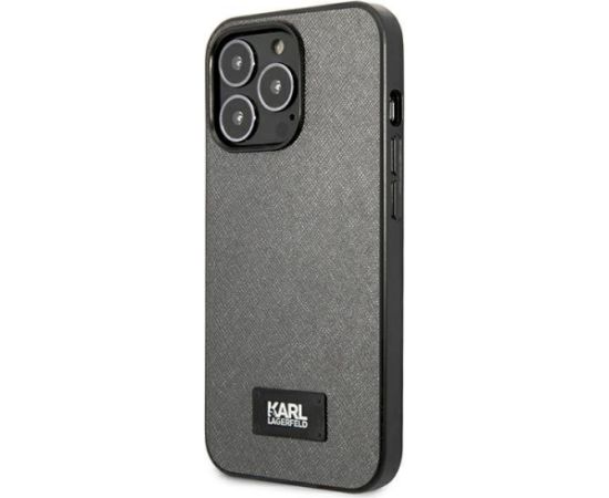 Karl Lagerfeld KLHCP13LSFMP2DG Saffiano Plaque Aizsargapvalks priekš iPhone 13 Pro / 13 6,1" / sudraba Neoriģinālie Maciņi