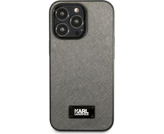Karl Lagerfeld KLHCP13LSFMP2DG Saffiano Plaque Aizsargapvalks priekš iPhone 13 Pro / 13 6,1" / sudraba Neoriģinālie Maciņi