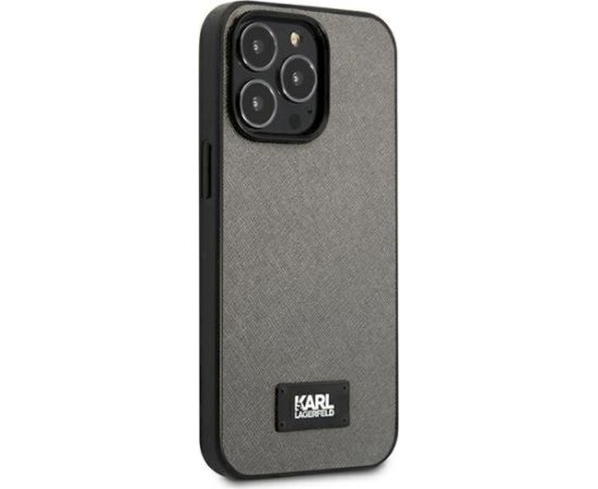 Karl Lagerfeld KLHCP13LSFMP2DG Saffiano Plaque Aizsargapvalks priekš iPhone 13 Pro / 13 6,1" / sudraba Neoriģinālie Maciņi
