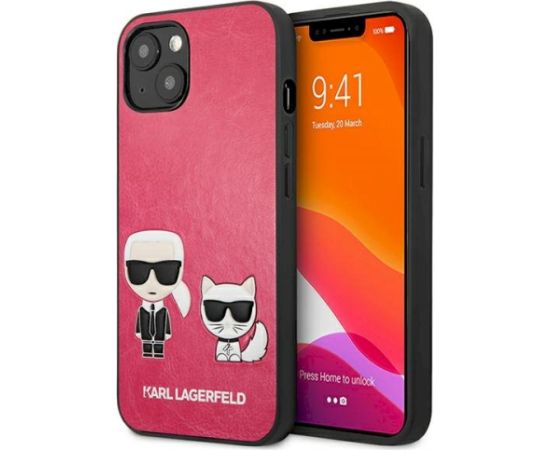 Karl Lagerfeld KLHCP13SPCUSKCP Ikonik Karl & Choupette Aizsargapvalks priekš iPhone 13 mini 5,4" / fuksija Neoriģinālie Maciņi