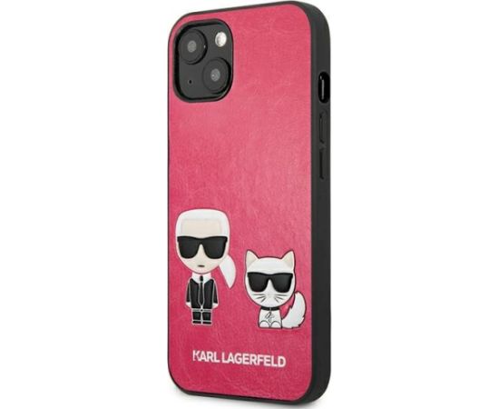Karl Lagerfeld KLHCP13SPCUSKCP Ikonik Karl & Choupette Aizsargapvalks priekš iPhone 13 mini 5,4" / fuksija Neoriģinālie Maciņi