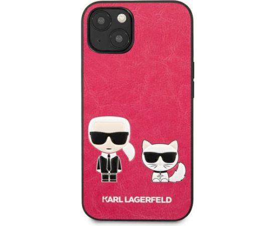 Karl Lagerfeld KLHCP13SPCUSKCP Ikonik Karl & Choupette Aizsargapvalks priekš iPhone 13 mini 5,4" / fuksija Neoriģinālie Maciņi