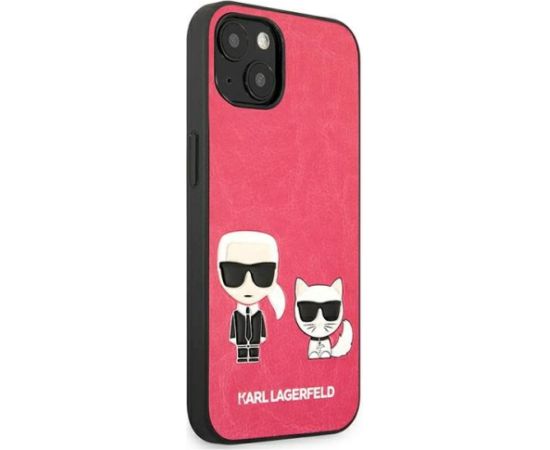 Karl Lagerfeld KLHCP13SPCUSKCP Ikonik Karl & Choupette Aizsargapvalks priekš iPhone 13 mini 5,4" / fuksija Neoriģinālie Maciņi