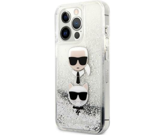 Karl Lagerfeld KLHCP13XKICGLS Hardcase Liquid Glitter Karl&Chou Aizsargapvalks priekš iPhone 13 Pro Max 6,7" / sudraba Neoriģinālie Maciņi