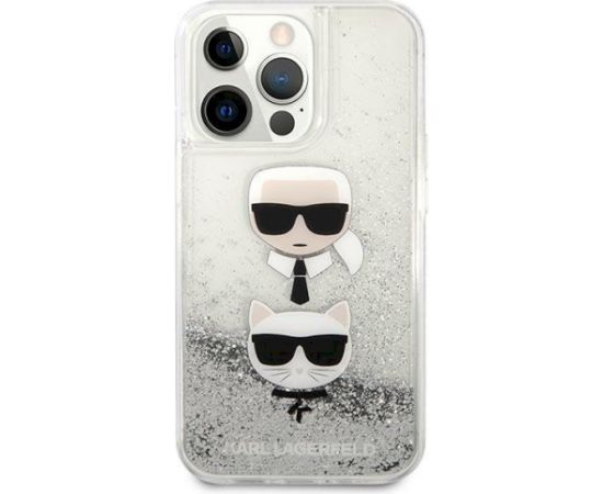 Karl Lagerfeld KLHCP13XKICGLS Hardcase Liquid Glitter Karl&Chou Aizsargapvalks priekš iPhone 13 Pro Max 6,7" / sudraba Neoriģinālie Maciņi