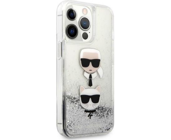 Karl Lagerfeld KLHCP13XKICGLS Hardcase Liquid Glitter Karl&Chou Aizsargapvalks priekš iPhone 13 Pro Max 6,7" / sudraba Neoriģinālie Maciņi