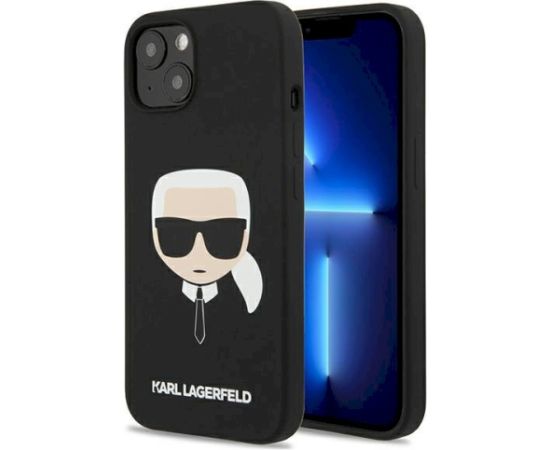Karl Lagerfeld KLHCP13SSLKHBK Silicone Karl`s Head Aizsargapvalks priekš iPhone 13 mini 5,4" / melns Neoriģinālie Maciņi