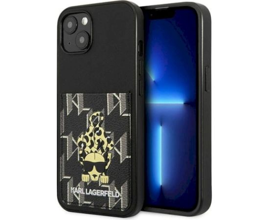 Karl Lagerfeld KLHCP13MCANCNK Karlimals Cardslot Aizsargapvalks priekš iPhone 13/14/15 6,1" / melns Neoriģinālie Maciņi