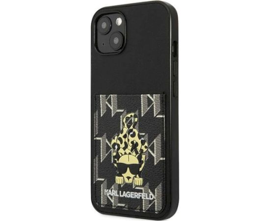 Karl Lagerfeld KLHCP13MCANCNK Karlimals Cardslot Aizsargapvalks priekš iPhone 13/14/15 6,1" / melns Neoriģinālie Maciņi