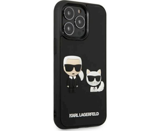 Karl Lagerfeld KLHCP13L3DRKCK Aizsargapvalks priekš iPhone 13 Pro / 13 6,1" / melns hardcase Karl&Choupette Ikonik 3D Neoriģinālie Maciņi