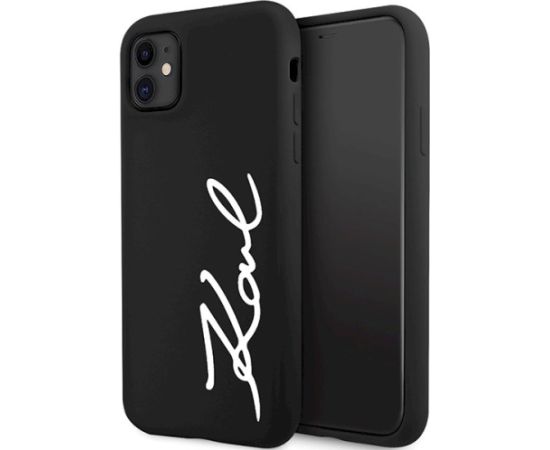 Karl Lagerfeld KLHCN61SKSVGK Silicone Signature Aizsargapvalks priekš iPhone 11/XR 6.1" / melns Neoriģinālie Maciņi