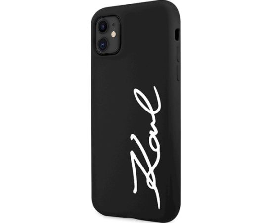 Karl Lagerfeld KLHCN61SKSVGK Silicone Signature Aizsargapvalks priekš iPhone 11/XR 6.1" / melns Neoriģinālie Maciņi