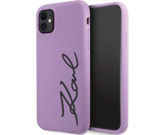 Karl Lagerfeld KLHCN61SKSVGU Silicone Signature Hardcase Aizsargapvalks priekš iPhone 11 / Xr 6.1" / violets Neoriģinālie Maciņi