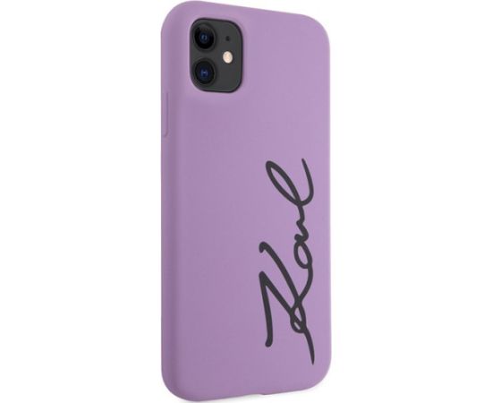 Karl Lagerfeld KLHCN61SKSVGU Silicone Signature Hardcase Aizsargapvalks priekš iPhone 11 / Xr 6.1" / violets Neoriģinālie Maciņi