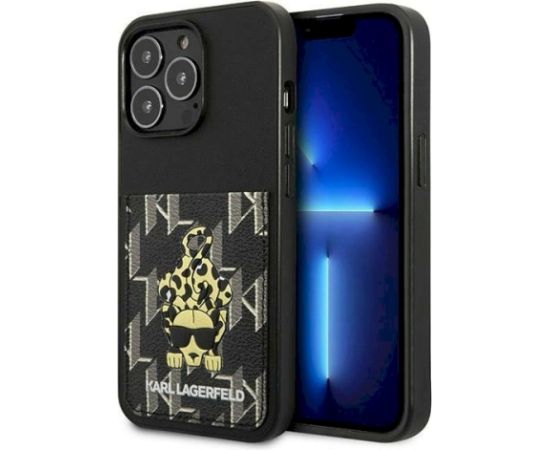Karl Lagerfeld KLHCP13LCANCNK Hardcase Karlimals Cardslot Aizsargapvalks priekš iPhone 13 Pro / 13 6,1" / melns Neoriģinālie Maciņi