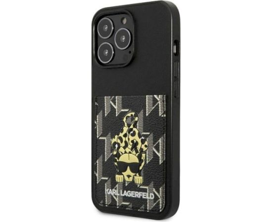 Karl Lagerfeld KLHCP13LCANCNK Hardcase Karlimals Cardslot Aizsargapvalks priekš iPhone 13 Pro / 13 6,1" / melns Neoriģinālie Maciņi