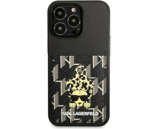 Karl Lagerfeld KLHCP13LCANCNK Hardcase Karlimals Cardslot Aizsargapvalks priekš iPhone 13 Pro / 13 6,1" / melns Neoriģinālie Maciņi