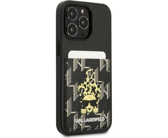 Karl Lagerfeld KLHCP13LCANCNK Hardcase Karlimals Cardslot Aizsargapvalks priekš iPhone 13 Pro / 13 6,1" / melns Neoriģinālie Maciņi
