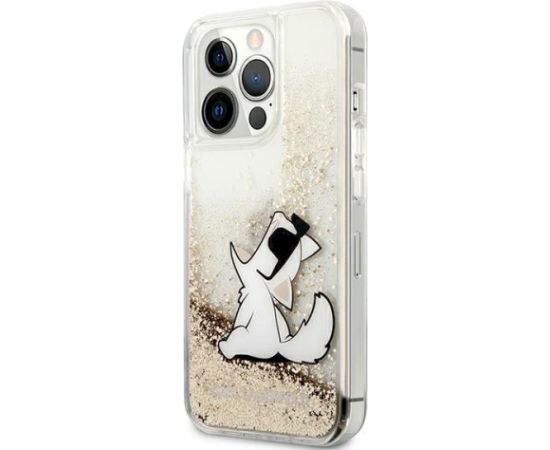 Karl Lagerfeld KLHCP13XGCFD Liquid Glitter Choupette Fun Aizsargapvalks priekš iPhone 13 Pro Max 6,7" / zelts Neoriģinālie Maciņi