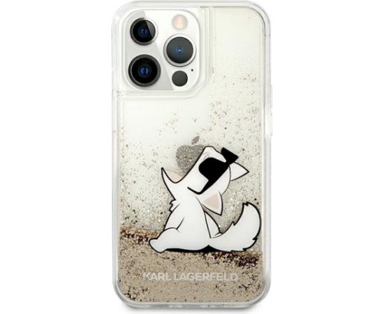 Karl Lagerfeld KLHCP13XGCFD Liquid Glitter Choupette Fun Aizsargapvalks priekš iPhone 13 Pro Max 6,7" / zelts Neoriģinālie Maciņi