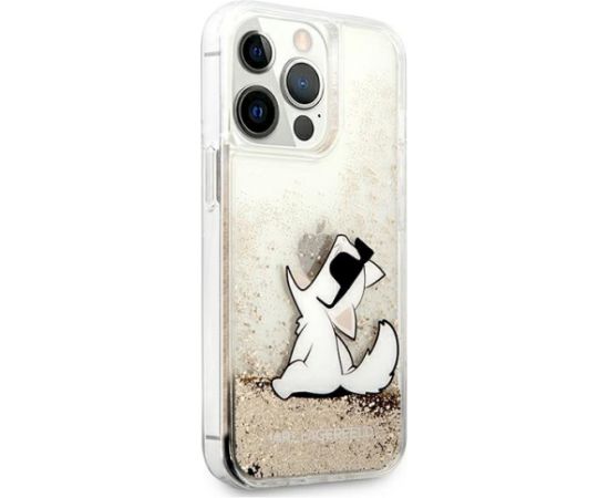 Karl Lagerfeld KLHCP13XGCFD Liquid Glitter Choupette Fun Aizsargapvalks priekš iPhone 13 Pro Max 6,7" / zelts Neoriģinālie Maciņi
