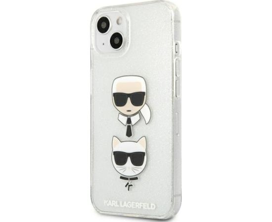 Karl Lagerfeld KLHCP13SKCTUGLS Glitter Karl`s & Choupette Aizsargapvalks priekš iPhone 13 mini 5,4" / sudraba Neoriģinālie Maciņi
