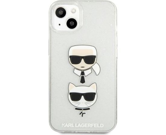 Karl Lagerfeld KLHCP13SKCTUGLS Glitter Karl`s & Choupette Aizsargapvalks priekš iPhone 13 mini 5,4" / sudraba Neoriģinālie Maciņi