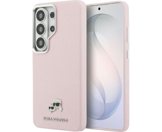 Karl Lagerfeld Saffiano KC Metal Logo MagSafe Aizsargapvalks priekš Samsung Galaxy S26 Ultra / rozā Neoriģinālie Maciņi