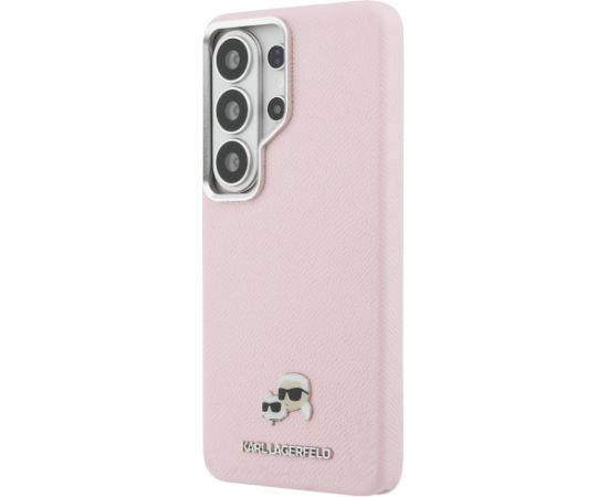 Karl Lagerfeld Saffiano KC Metal Logo MagSafe Aizsargapvalks priekš Samsung Galaxy S26 Ultra / rozā Neoriģinālie Maciņi