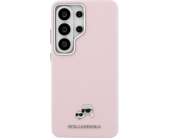 Karl Lagerfeld Saffiano KC Metal Logo MagSafe Aizsargapvalks priekš Samsung Galaxy S26 Ultra / rozā Neoriģinālie Maciņi