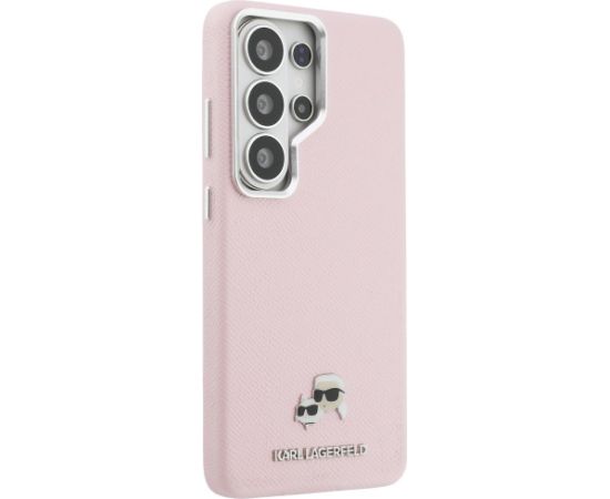 Karl Lagerfeld Saffiano KC Metal Logo MagSafe Aizsargapvalks priekš Samsung Galaxy S26 Ultra / rozā Neoriģinālie Maciņi