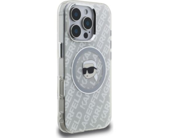 Case Karl Lagerfeld IML Karl Head Logo MagSafe Aizsargapvalks priekš iPhone 16 Pro / pelēks Neoriģinālie Maciņi