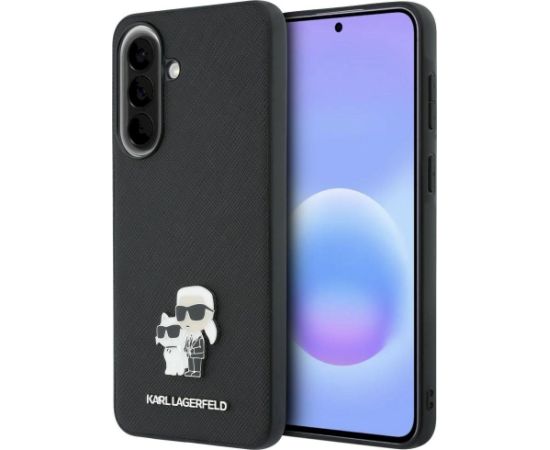 Karl Lagerfeld Saffiano Karl&Choupette Metal Logo Case Aizsargapvalks priekš Samsung Galaxy A57 5G / melns Neoriģinālie Maciņi