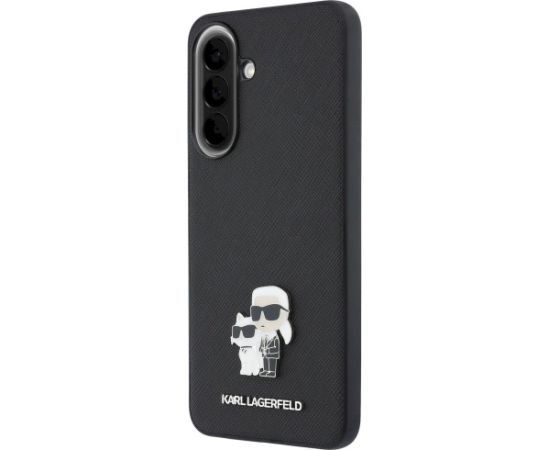 Karl Lagerfeld Saffiano Karl&Choupette Metal Logo Case Aizsargapvalks priekš Samsung Galaxy A57 5G / melns Neoriģinālie Maciņi