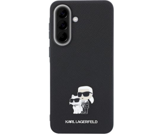 Karl Lagerfeld Saffiano Karl&Choupette Metal Logo Case Aizsargapvalks priekš Samsung Galaxy A57 5G / melns Neoriģinālie Maciņi