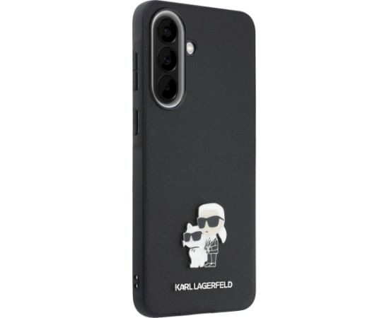 Karl Lagerfeld Saffiano Karl&Choupette Metal Logo Case Aizsargapvalks priekš Samsung Galaxy A57 5G / melns Neoriģinālie Maciņi