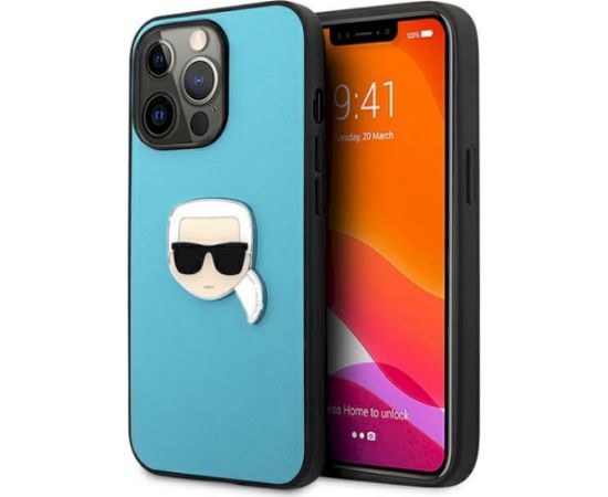 Karl Lagerfeld KLHCP13XPKMB Leather Ikonik Karl`s Head Aizsargapvalks priekš iPhone 13 Pro Max 6.7" / zils Neoriģinālie Maciņi