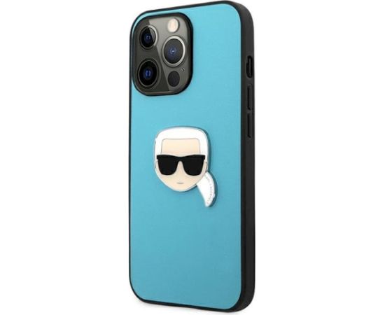 Karl Lagerfeld KLHCP13XPKMB Leather Ikonik Karl`s Head Aizsargapvalks priekš iPhone 13 Pro Max 6.7" / zils Neoriģinālie Maciņi