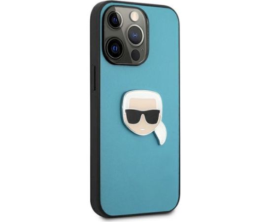 Karl Lagerfeld KLHCP13XPKMB Leather Ikonik Karl`s Head Aizsargapvalks priekš iPhone 13 Pro Max 6.7" / zils Neoriģinālie Maciņi
